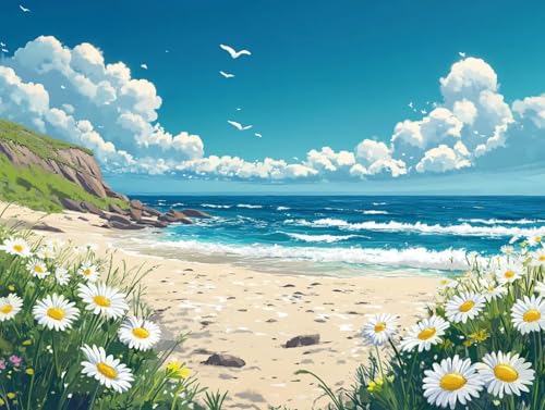 Landschaft Diamond Painting Erwachsene, 5D Diamond Painting Strand Bilder, DIY Runder Vollbohrer Diamanten Malerei Kits Erwachsene Mosaikherstellung Bastelset für Wanddeko, Geschenke, 60 x 80cm, 97 von HCWBDWOU