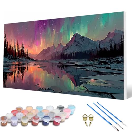 Malen Nach Zahlen Erwachsene, Aurora Malen Nach Zahlen Sternenhimmel Paint by Numbers DIY Bastelset Erwachsene Mit Pinseln und Acrylfarben für Deko Wohnzimmer, Geschenke für Frauen 60X120CM -hcw2507RL von HCWBDWOU
