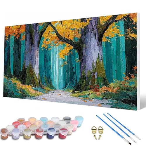 Malen Nach Zahlen Erwachsene, Baum Malen Nach Zahlen Landschaft Paint by Numbers DIY Bastelset Erwachsene Mit 3 Pinseln und Acrylfarben für Deko Wohnzimmer, Geschenke für Frauen 100X200 CM -hcw25071R von HCWBDWOU
