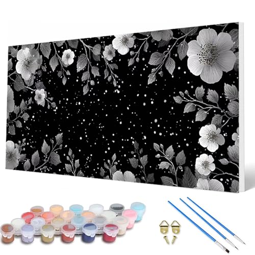 Malen Nach Zahlen Erwachsene, Blumenn Malen Nach Zahlen Anlage Paint by Numbers DIY Bastelset Erwachsene Mit 3 Pinseln und Acrylfarben für Deko Wohnzimmer, Geschenke für Frauen 60X120 CM -hcw2507SD von HCWBDWOU