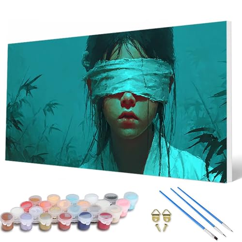 Malen Nach Zahlen Erwachsene, Frau Malen Nach Zahlen Bambus Paint by Numbers DIY Bastelset Erwachsene Mit 3 Pinseln und Acrylfarben für Deko Wohnzimmer, Geschenke für Frauen 80X160 CM -hcw2507Q2 von HCWBDWOU