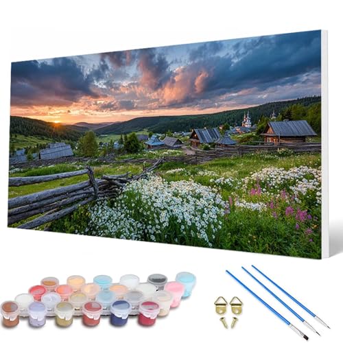 Malen Nach Zahlen Erwachsene, Landschaft Malen Nach Zahlen Blumen Paint by Numbers DIY Bastelset Erwachsene Mit 3 Pinseln und Acrylfarben für Deko Wohnzimmer, Geschenke für Frauen 100X200CM -hcw250776 von HCWBDWOU