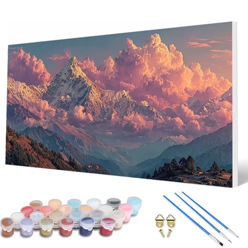 Malen Nach Zahlen Erwachsene, Schneeberg Malen Nach Zahlen Wolke Paint by Numbers DIY Bastelset Erwachsene Mit 3 Pinseln und Acrylfarben für Deko Wohnzimmer, Geschenke für Frauen 100X200 CM -hcw250758 von HCWBDWOU