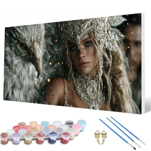 Malen Nach Zahlen Erwachsene, Tiere Malen Nach Zahlen Frau Paint by Numbers DIY Bastelset Erwachsene Mit 3 Pinseln und Acrylfarben für Deko Wohnzimmer, Geschenke für Frauen 80 x 160 cm -hcw250795 von HCWBDWOU