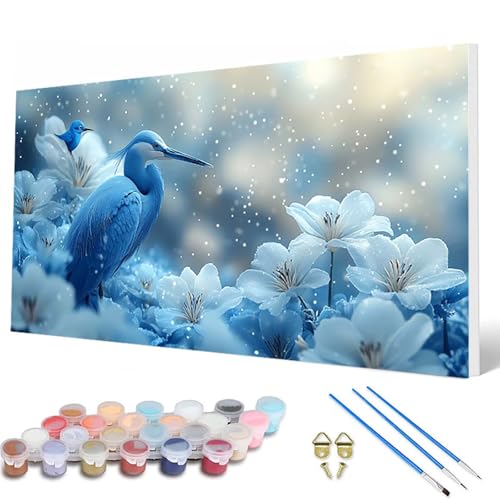 Malen Nach Zahlen Erwachsene, Vogel Malen Nach Zahlen Blumen Paint by Numbers DIY Bastelset Erwachsene Mit 3 Pinseln und Acrylfarben für Deko Wohnzimmer, Geschenke für Frauen 80X160CM -hcw2507PY von HCWBDWOU
