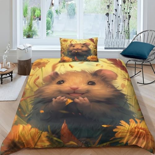 HCXXAOEYP Meerschweinchen Bettbezug Set Bettwäsche-Sets Kinderbettwäsche Reißverschluss Mit Kissenbezug Betten Set Für Jungen Und Mädchen, Kinder Single（1Tier5x200cm） von HCXXAOEYP