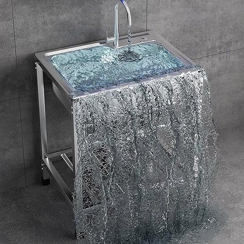 HCZION Küche Waschbecken Edelstahl Spülbecken Außenbereich Handwaschbecken Freistehende Camping Spüle 1 Becken Gewerbliche Spültisch Für Innen Restaurant (Color : Cold, Size : 58x43cm(23x17in)) von HCZION