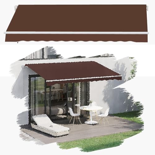 HCZION Markisenstoff Sonnenschutz Einziehbares Ersatz- Markisentuch, 2m 4m 5m 6m 7m Wasserdicht Markisenbespannung, Ersatzstoffe Für Balkon Fenster(Size:3.6x2.5m/12x8ft) von HCZION