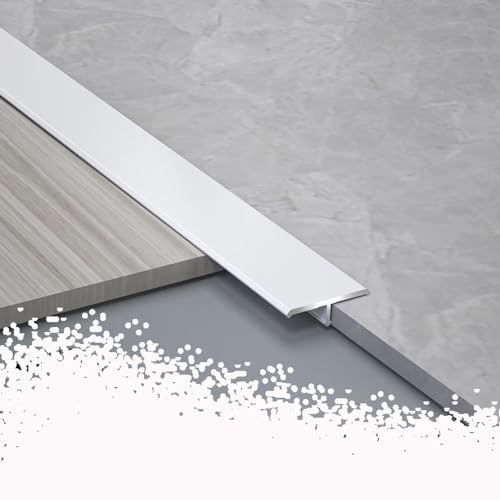 HCZION T-Übergangsschiene Holz Zu Fliesen Bodenprofil, Aluminium Übergangsprofil Für Boden Verbindungsstücke, 90cm Bodenübergangsstreifen Abdeckleisten (Color : White, Size : W3/5"-15mm) von HCZION