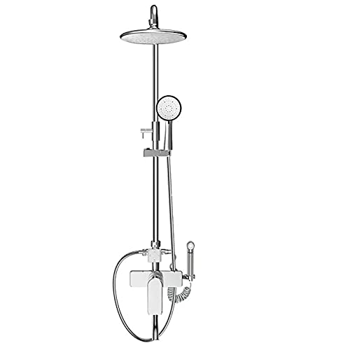Badezimmer-Duscharmatur-Set, verstellbares Regenduschsystem mit 6 Funktionen, Handbrause und Bidet-Wasserhahn, Wandmontage, Chrom-Duscharmatur-Set von HCZKIUJY