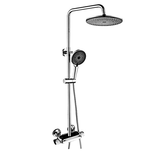 Badezimmer Duschsystem mit Wasserfall Wannenauslauf Dreifachfunktion Duscharmatur Set mit Thermostat Messing Wandhalterung Duscharmatur mit 3 Einstellungen Handbrause (D) von HCZKIUJY