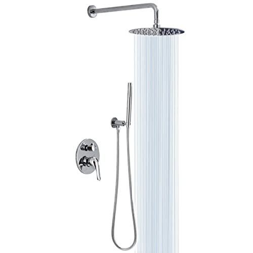 Duschsystem, Badezimmer-Regenduscharmatur-Set mit Regenduschkopf und Handbrausekopf-Kombination, inklusive grobem Ventil und Verkleidungsset (20,3 cm) von HCZKIUJY