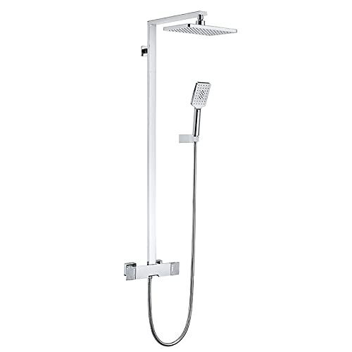 Duschsystem Set mit Duschkopf Duscharmatur Set Wandmontage Dusche Combo Set Einstellbare Höhe Winkel Regendusche Set mit 3 Einstellungen Handbrause Wasserfall Wanne Auslauf Chrom (Chrom) von HCZKIUJY