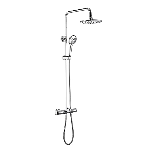 Duschsystem mit Wasserfall Wannenauslauf 22,9 cm Regenduschkopfsystem mit Handbrause Combo Set Wandmontage Duscharmatur Set 3 Funktionen (Chrom) von HCZKIUJY