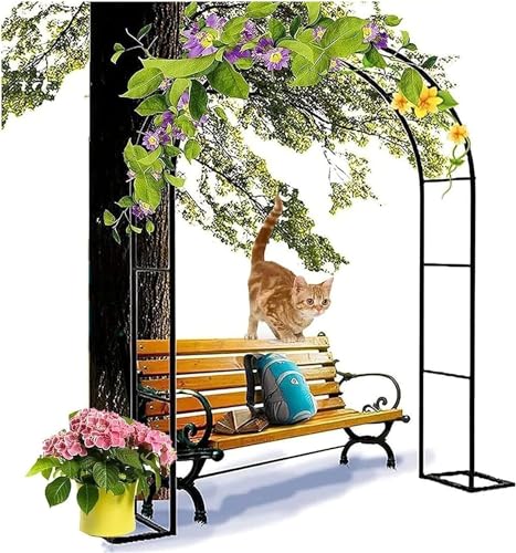 Gartenbogen aus Metall, robust, röhrenförmig, starker Bogen für Rosen, Kletterpflanzen und Pampasgras, freistehender Bogen für Pflanzenblumen, 3 m x 2,2 m, Schwarz von HCZKIUJY