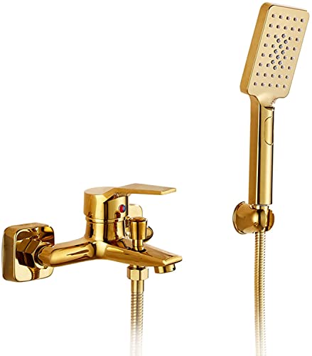 HCZKIUJY Badewannenarmatur Messing Wannenarmatur Modern Einhebel Bad Dusche Mischbatterie Gold Wandhalterung Wanne Dusche Wasserhahn Set mit 3 Funktionen Handbrause und 59 Zoll Schlauch HCZKIUJY Badewannenarmatur Messing Wannenarmatur Modern Einhebel Bad Dusche Mischbatterie Gold Wandhalterung Wanne Dusche Wasserhahn Set mit 3 Funktionen Handbrause und 59 Zoll Schlauch von HCZKIUJY