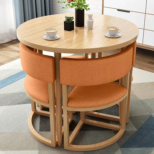 HCZKIUJY Büro Empfang Runder Tisch, Büro Konferenztisch Kleiner Besprechungsraumtisch, 80.0 cm Verhandlungstisch und Stuhl Set, 1 Tisch 4 Stühle Verhandlungstisch, für Lounge von HCZKIUJY