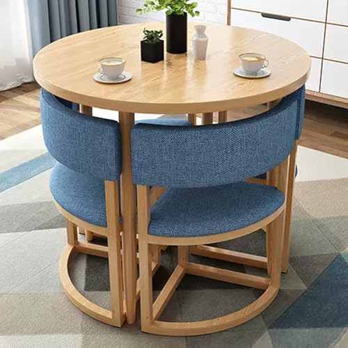 HCZKIUJY Büro Empfang Runder Tisch, Büro Konferenztisch Kleiner Besprechungsraumtisch, 80.0 cm Verhandlungstisch und Stuhl Set, 1 Tisch 4 Stühle Verhandlungstisch, für Lounge von HCZKIUJY