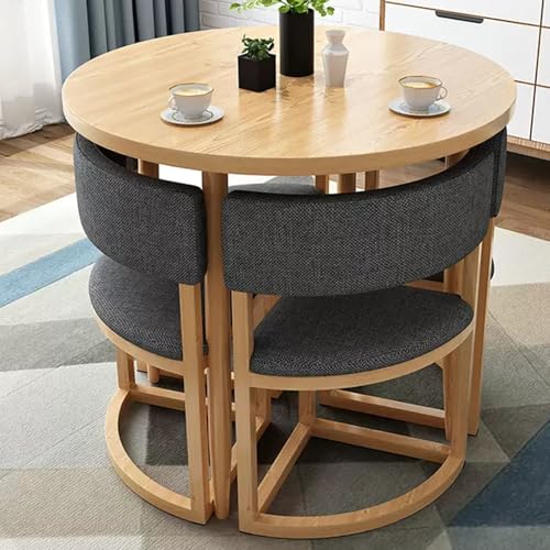 HCZKIUJY Büro Empfang Runder Tisch, Büro Konferenztisch Kleiner Besprechungsraumtisch, 80.0 cm Verhandlungstisch und Stuhl Set, 1 Tisch 4 Stühle Verhandlungstisch, für Lounge von HCZKIUJY