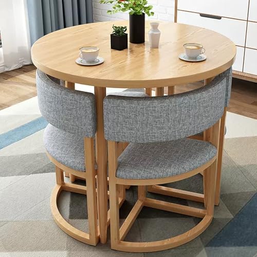 HCZKIUJY Büro Empfang Runder Tisch, Büro Konferenztisch Kleiner Besprechungsraumtisch, 80.0 cm Verhandlungstisch und Stuhl Set, 1 Tisch 4 Stühle Verhandlungstisch, für Lounge von HCZKIUJY