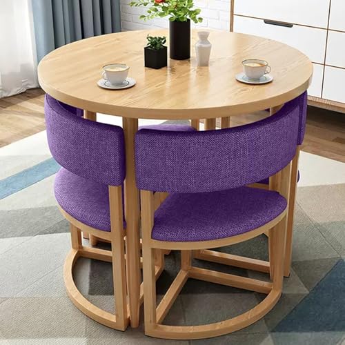 HCZKIUJY Büro Empfang Runder Tisch, Büro Konferenztisch Kleiner Besprechungsraumtisch, 80.0 cm Verhandlungstisch und Stuhl Set, 1 Tisch 4 Stühle Verhandlungstisch, für Lounge von HCZKIUJY