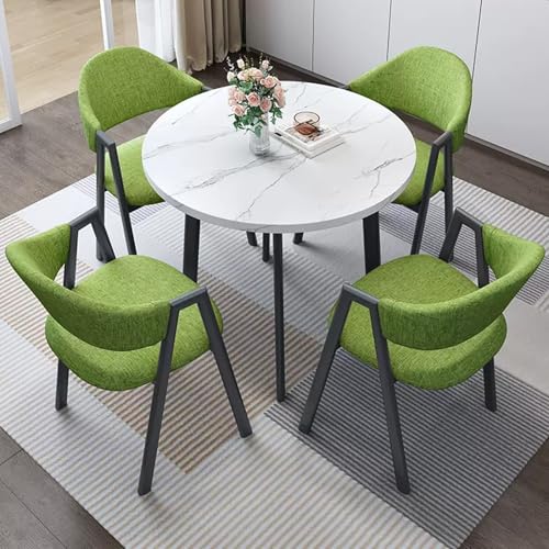 HCZKIUJY Büro Empfang Runder Tisch und Stuhl Set, Kleiner Konferenzraum Verhandlungstisch Sets, Büro Empfang Runder Tisch und Loungesessel Set, 1 Tisch 4 Stühle, für Familienwohnung von HCZKIUJY
