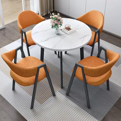 HCZKIUJY Büro Empfang Runder Tisch und Stuhl Set, Kleiner Konferenzraum Verhandlungstisch Sets, Büro Empfang Runder Tisch und Loungesessel Set, 1 Tisch 4 Stühle, für Familienwohnung von HCZKIUJY