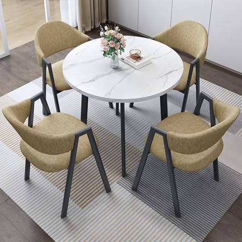 HCZKIUJY Büro Empfang Runder Tisch und Stuhl Set, Kleiner Konferenzraum Verhandlungstisch Sets, Büro Empfang Runder Tisch und Loungesessel Set, 1 Tisch 4 Stühle, für Familienwohnung von HCZKIUJY