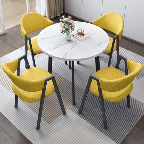 HCZKIUJY Büro Empfang Runder Tisch und Stuhl Set, Kleiner Konferenzraum Verhandlungstisch Sets, Büro Empfang Runder Tisch und Loungesessel Set, 1 Tisch 4 Stühle, für Familienwohnung von HCZKIUJY