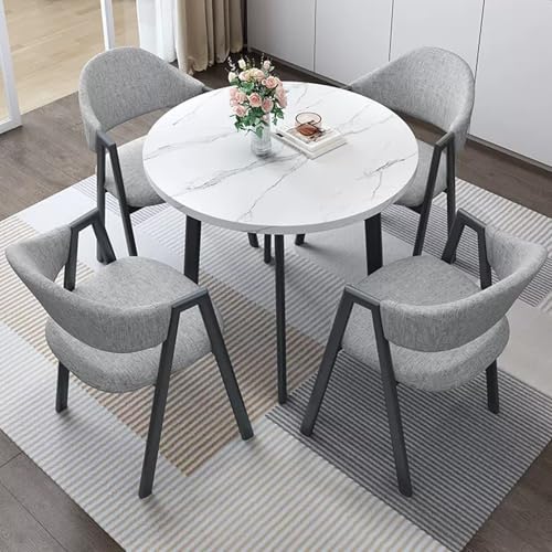 HCZKIUJY Büro Empfang Runder Tisch und Stuhl Set, Kleiner Konferenzraum Verhandlungstisch Sets, Büro Empfang Runder Tisch und Loungesessel Set, 1 Tisch 4 Stühle, für Familienwohnung von HCZKIUJY
