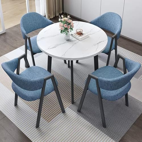 HCZKIUJY Büro Empfang Runder Tisch und Stuhl Set, Kleiner Konferenzraum Verhandlungstisch Sets, Büro Empfang Runder Tisch und Loungesessel Set, 1 Tisch 4 Stühle, für Familienwohnung von HCZKIUJY
