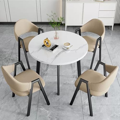 HCZKIUJY Büro-Empfang Runder Tisch und Stuhl Set Stabiler und Starker Kleiner Konferenztisch Verhandlungstisch und Stuhl Set Home Office Schreibtische Konferenzraumtisch Bold Metal Base von HCZKIUJY