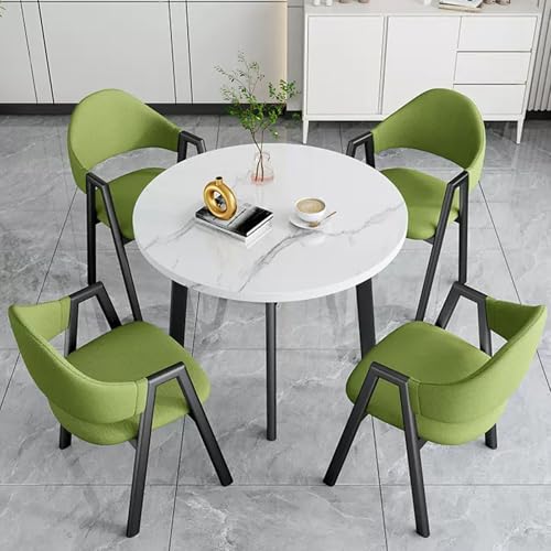HCZKIUJY Büro-Empfang Runder Tisch und Stuhl Set Stabiler und Starker Kleiner Konferenztisch Verhandlungstisch und Stuhl Set Home Office Schreibtische Konferenzraumtisch Bold Metal Base von HCZKIUJY