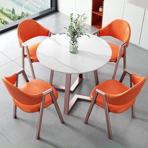 HCZKIUJY Büro-Empfang Runder Tisch und Stuhl Set Stabiler und Starker Kleiner Konferenztisch Verhandlungstisch und Stuhl Set Home Office Schreibtische Konferenzraumtisch Bold Metal Base von HCZKIUJY