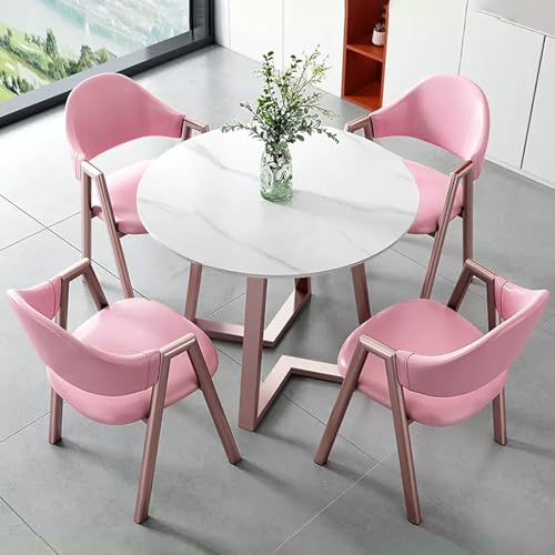 HCZKIUJY Büro-Empfang Runder Tisch und Stuhl Set Stabiler und Starker Kleiner Konferenztisch Verhandlungstisch und Stuhl Set Home Office Schreibtische Konferenzraumtisch Bold Metal Base von HCZKIUJY