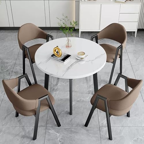 HCZKIUJY Büro-Empfang Runder Tisch und Stuhl Set Stabiler und Starker Kleiner Konferenztisch Verhandlungstisch und Stuhl Set Home Office Schreibtische Konferenzraumtisch Bold Metal Base von HCZKIUJY