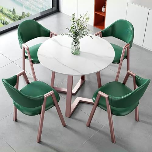 HCZKIUJY Büro-Empfang Runder Tisch und Stuhl Set Stabiler und Starker Kleiner Konferenztisch Verhandlungstisch und Stuhl Set Home Office Schreibtische Konferenzraumtisch Bold Metal Base von HCZKIUJY