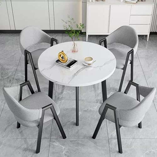 HCZKIUJY Büro-Empfang Runder Tisch und Stuhl Set Stabiler und Starker Kleiner Konferenztisch Verhandlungstisch und Stuhl Set Home Office Schreibtische Konferenzraumtisch Bold Metal Base von HCZKIUJY