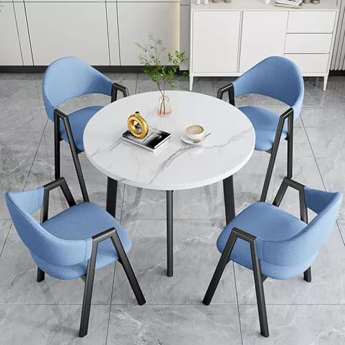 HCZKIUJY Büro-Empfang Runder Tisch und Stuhl Set Stabiler und Starker Kleiner Konferenztisch Verhandlungstisch und Stuhl Set Home Office Schreibtische Konferenzraumtisch Bold Metal Base von HCZKIUJY