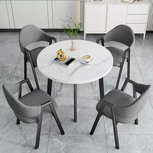 HCZKIUJY Büro-Empfang Runder Tisch und Stuhl Set Stabiler und Starker Kleiner Konferenztisch Verhandlungstisch und Stuhl Set Home Office Schreibtische Konferenzraumtisch Bold Metal Base von HCZKIUJY