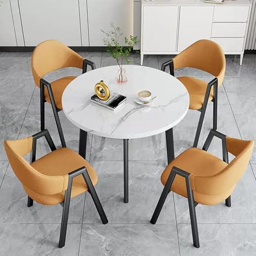 HCZKIUJY Büro-Empfang Runder Tisch und Stuhl Set Stabiler und Starker Kleiner Konferenztisch Verhandlungstisch und Stuhl Set Home Office Schreibtische Konferenzraumtisch Bold Metal Base von HCZKIUJY