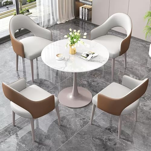 HCZKIUJY Büro Empfangsraum Club Tisch, 80.0 cm Runder Bürotisch mit Stühlen 5er Set, Kleiner Konferenzraum Verhandlungstisch Sets, Couchtisch und Stuhl Set, für Familienwohnung von HCZKIUJY
