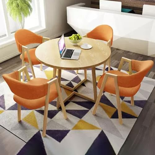 HCZKIUJY Büro Empfangsraum Club Tisch Verhandlungstisch und Stuhl Set Büro Empfang Runder Tisch mit 4 Stühlen Geeignet für Lounge Wohnzimmer 80.0 cm von HCZKIUJY