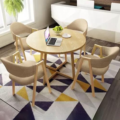 HCZKIUJY Büro Empfangsraum Club Tisch Verhandlungstisch und Stuhl Set Büro Empfang Runder Tisch mit 4 Stühlen Geeignet für Lounge Wohnzimmer 80.0 cm von HCZKIUJY