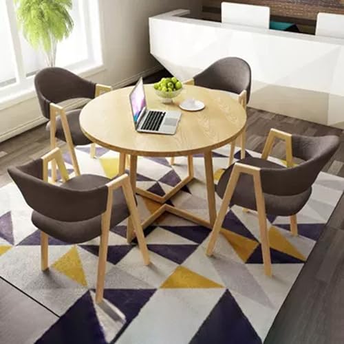 HCZKIUJY Büro Empfangsraum Club Tisch Verhandlungstisch und Stuhl Set Büro Empfang Runder Tisch mit 4 Stühlen Geeignet für Lounge Wohnzimmer 80.0 cm von HCZKIUJY