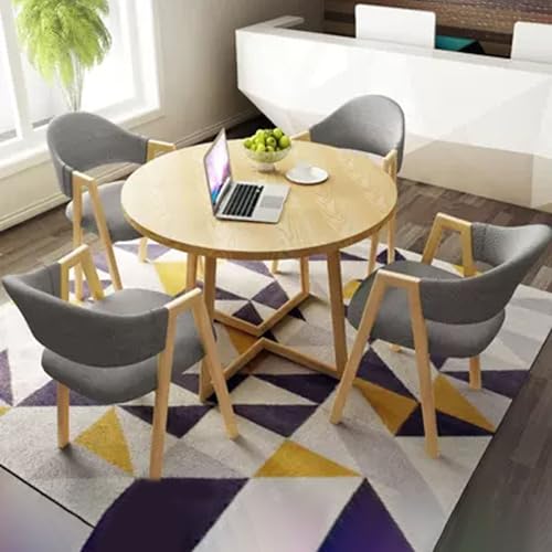 HCZKIUJY Büro Empfangsraum Club Tisch Verhandlungstisch und Stuhl Set Büro Empfang Runder Tisch mit 4 Stühlen Geeignet für Lounge Wohnzimmer 80.0 cm von HCZKIUJY