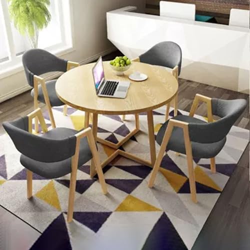 HCZKIUJY Büro Empfangsraum Club Tisch Verhandlungstisch und Stuhl Set Büro Empfang Runder Tisch mit 4 Stühlen Geeignet für Lounge Wohnzimmer 80.0 cm von HCZKIUJY