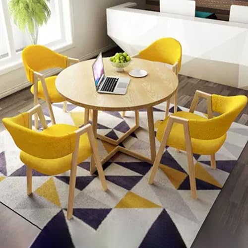 HCZKIUJY Büro Empfangsraum Club Tisch Verhandlungstisch und Stuhl Set Büro Empfang Runder Tisch mit 4 Stühlen Geeignet für Lounge Wohnzimmer 80.0 cm von HCZKIUJY