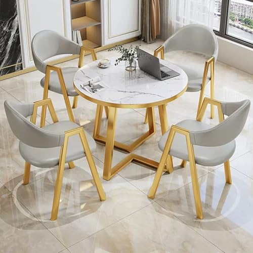 HCZKIUJY Büro Empfangsraum Club Tisch und Stuhl Set, Büro Konferenztisch Business Couchtisch Set mit 4 Stuhl, Empfang Verhandlungstisch, für Küche, Esszimmer von HCZKIUJY