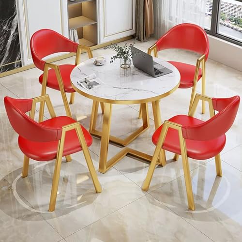 HCZKIUJY Büro Empfangsraum Club Tisch und Stuhl Set, Büro Konferenztisch Business Couchtisch Set mit 4 Stuhl, Empfang Verhandlungstisch, für Küche, Esszimmer von HCZKIUJY